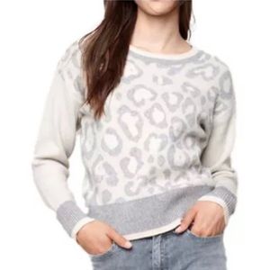 CHARLIE B Women's Animal Print Jacquard Knit L/S Sweater Ecru Color Size XL NEW